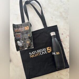 SNL 50th Anniversary Tote Bag Water Bottle